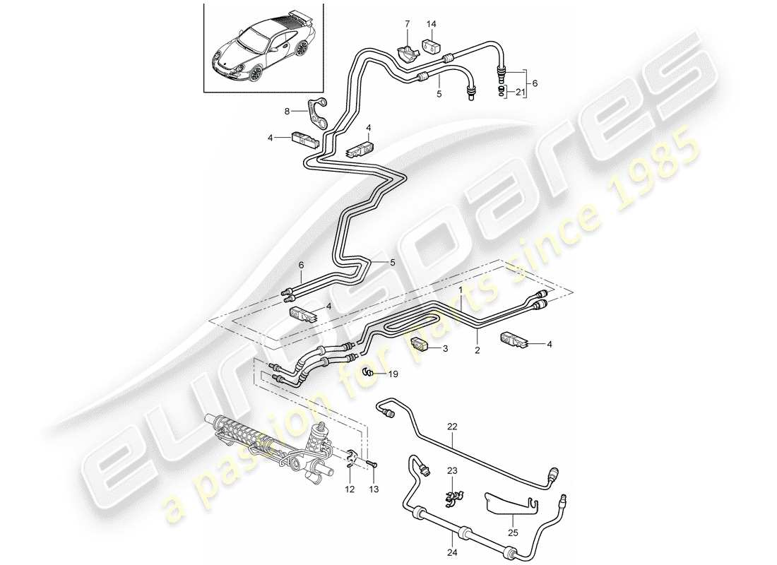 porsche 2011 (997-2 gt3) direction assistée schéma des pièces