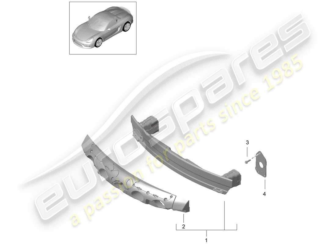 porsche 2016 (981 boxster spyder) support de pare-chocs schéma des pièces