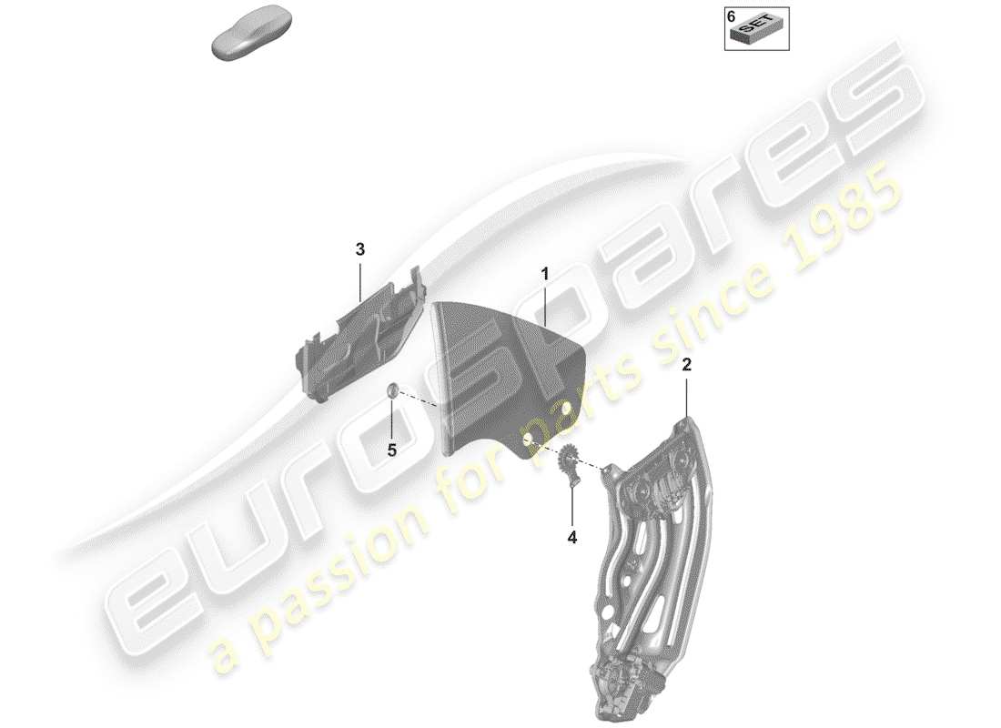 porsche 2019 (992-1) fenêtre latérale schéma des pièces