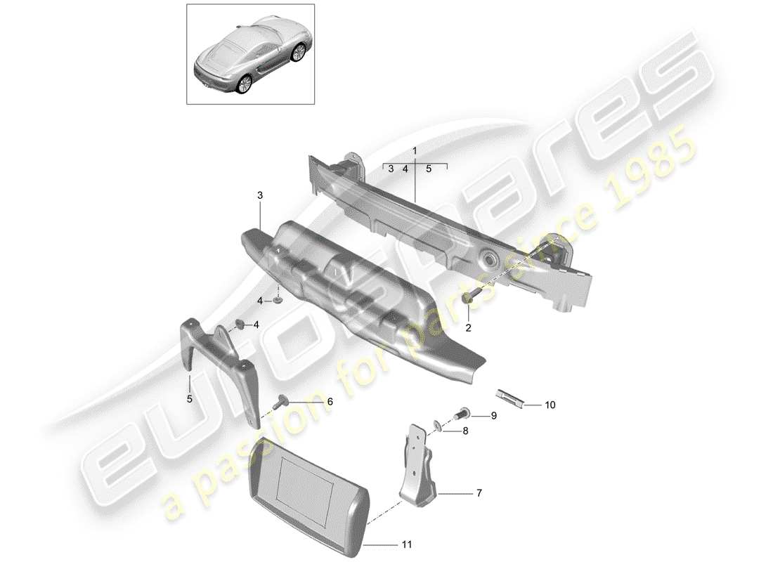 porsche 2015 (981 cayman) support de pare-chocs schéma des pièces