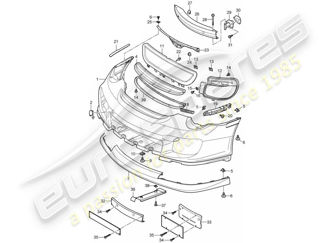 porsche 2008 (997-1 turbo / gt2) pare-chocs schéma des pièces