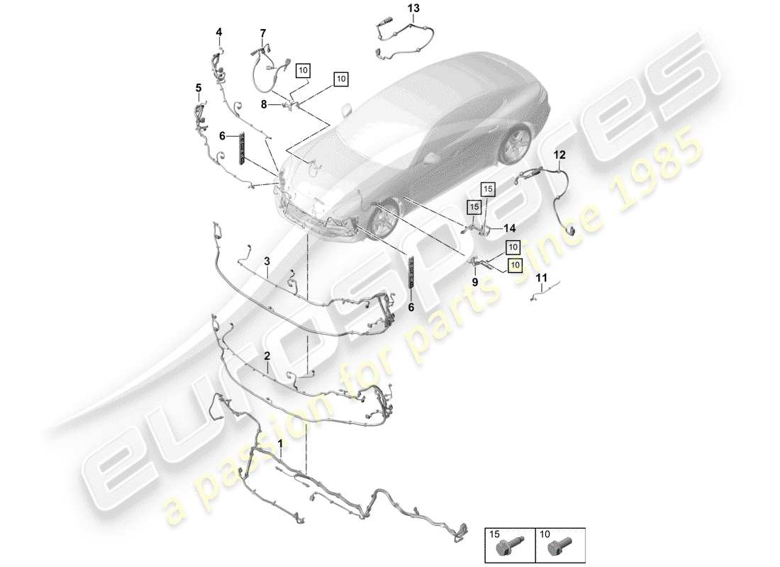porsche 2017 (panamera 971-1) faisceau de câblage schéma des pièces