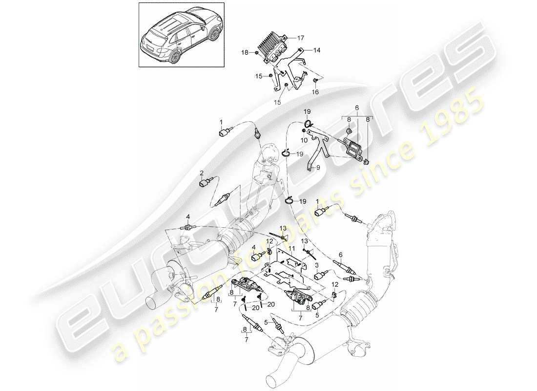 porsche 2011 (cayenne e2 92a) système d'échappement schéma des pièces