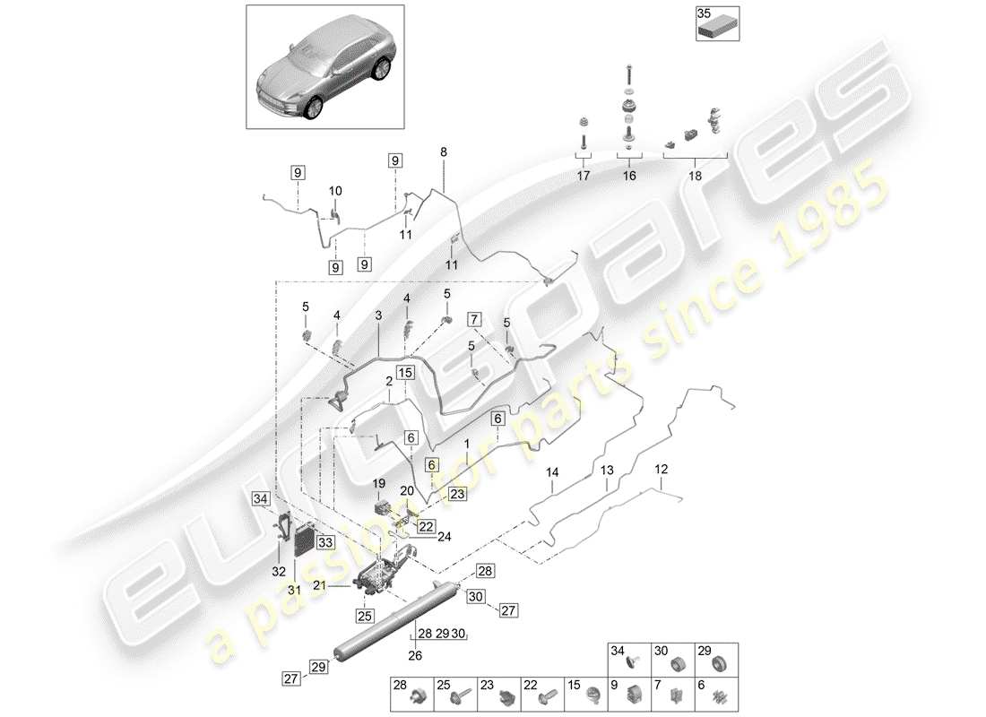 porsche 2019 (macan) système d'auto-nivellement schéma des pièces