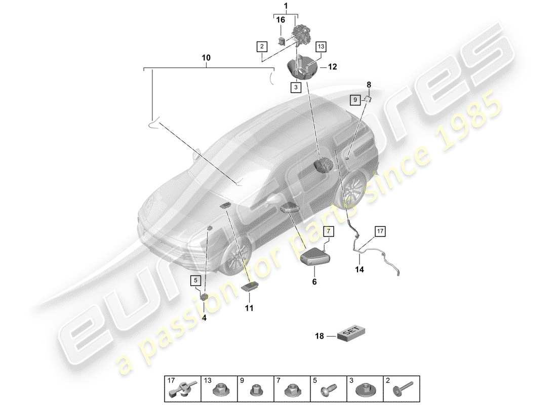 porsche 2019 (cayenne e3 9ya/9yb) diagramme des pièces du compresseur