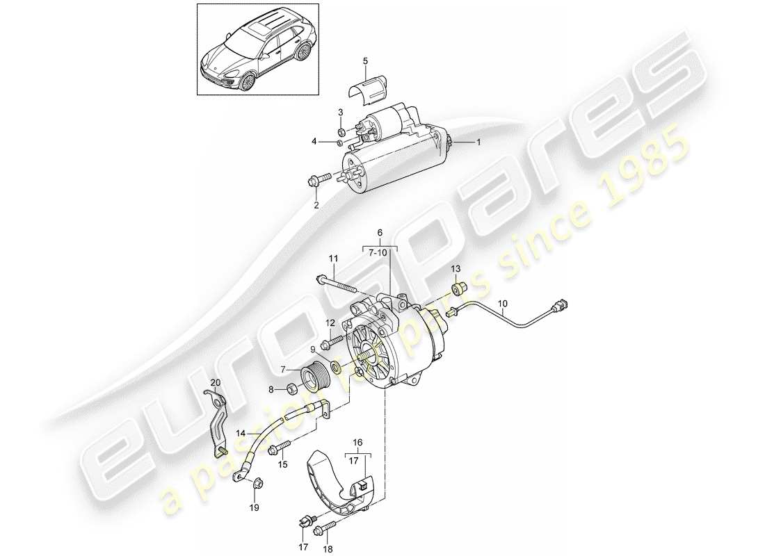 porsche 2015 (cayenne e2 92a) entrée schéma des pièces