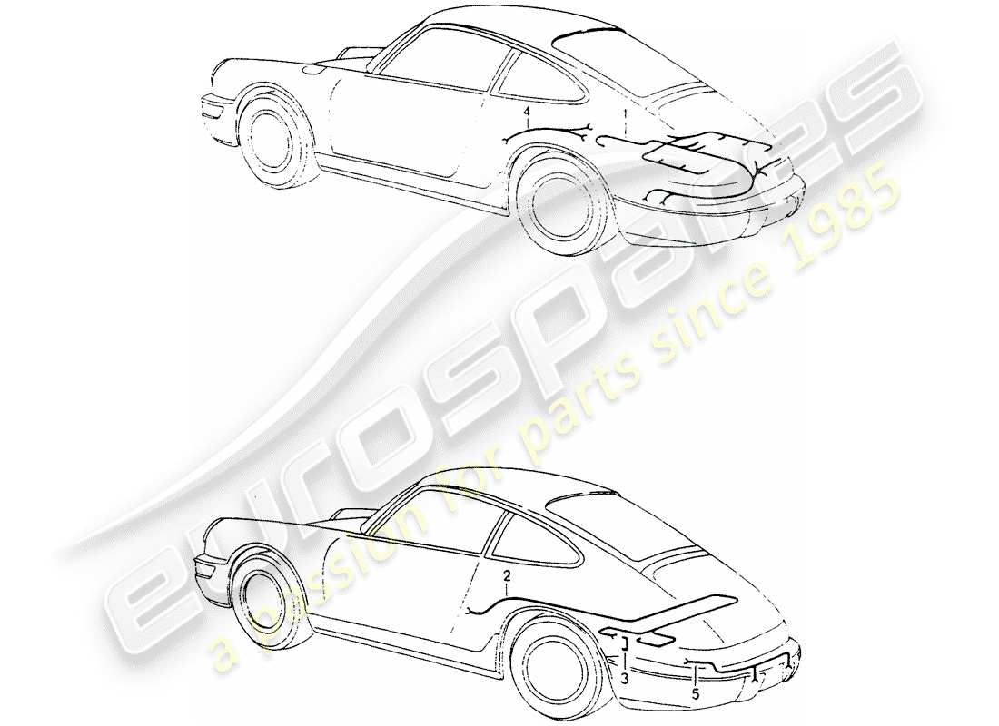 porsche 1992 (964) faisceau de cablage - moteur schéma des pièces