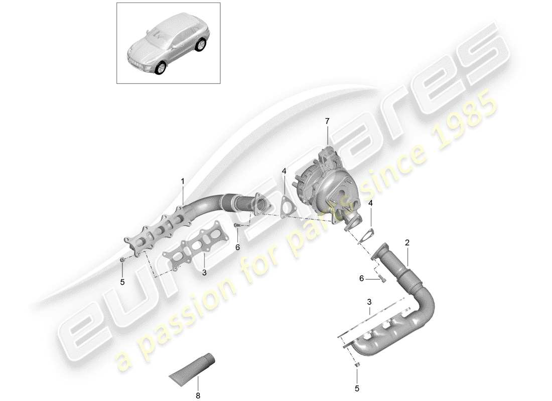 porsche 2015 (macan) système d'échappement schéma des pièces