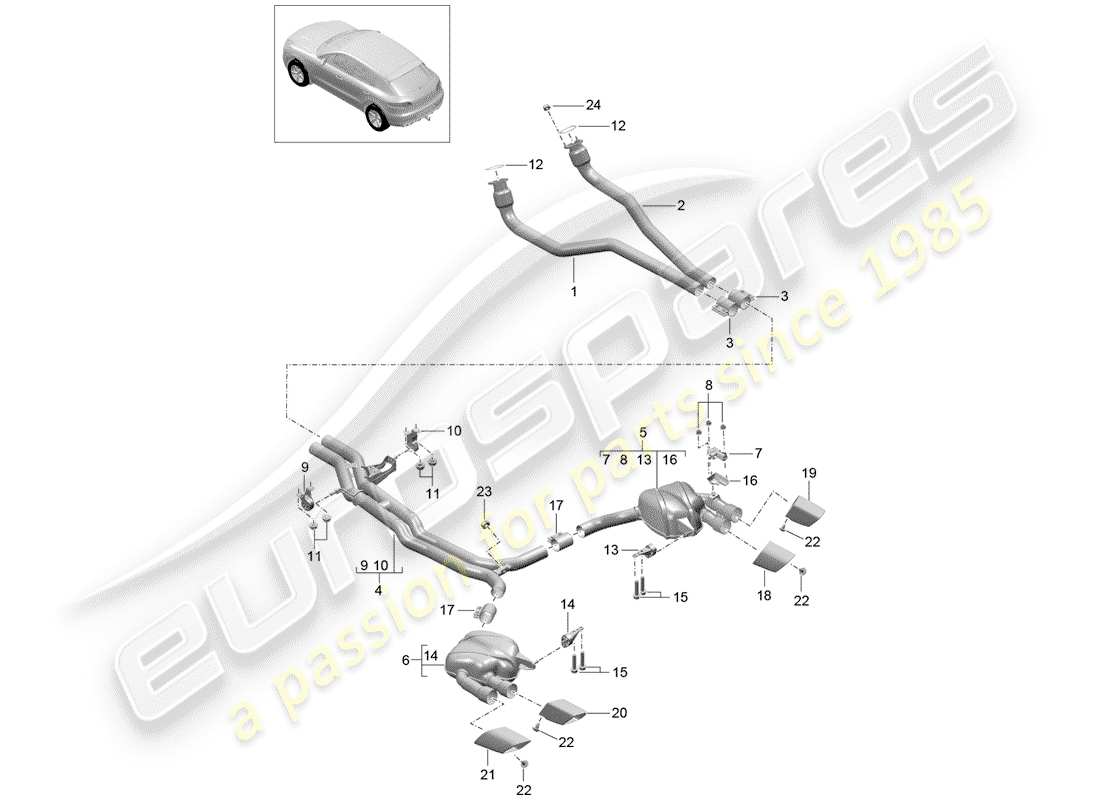 porsche 2015 (macan) système d'échappement schéma des pièces