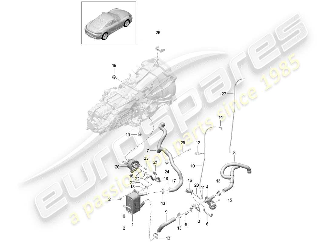 porsche 2017 (718 cayman) boîte de vitesses manuelle schéma des pièces