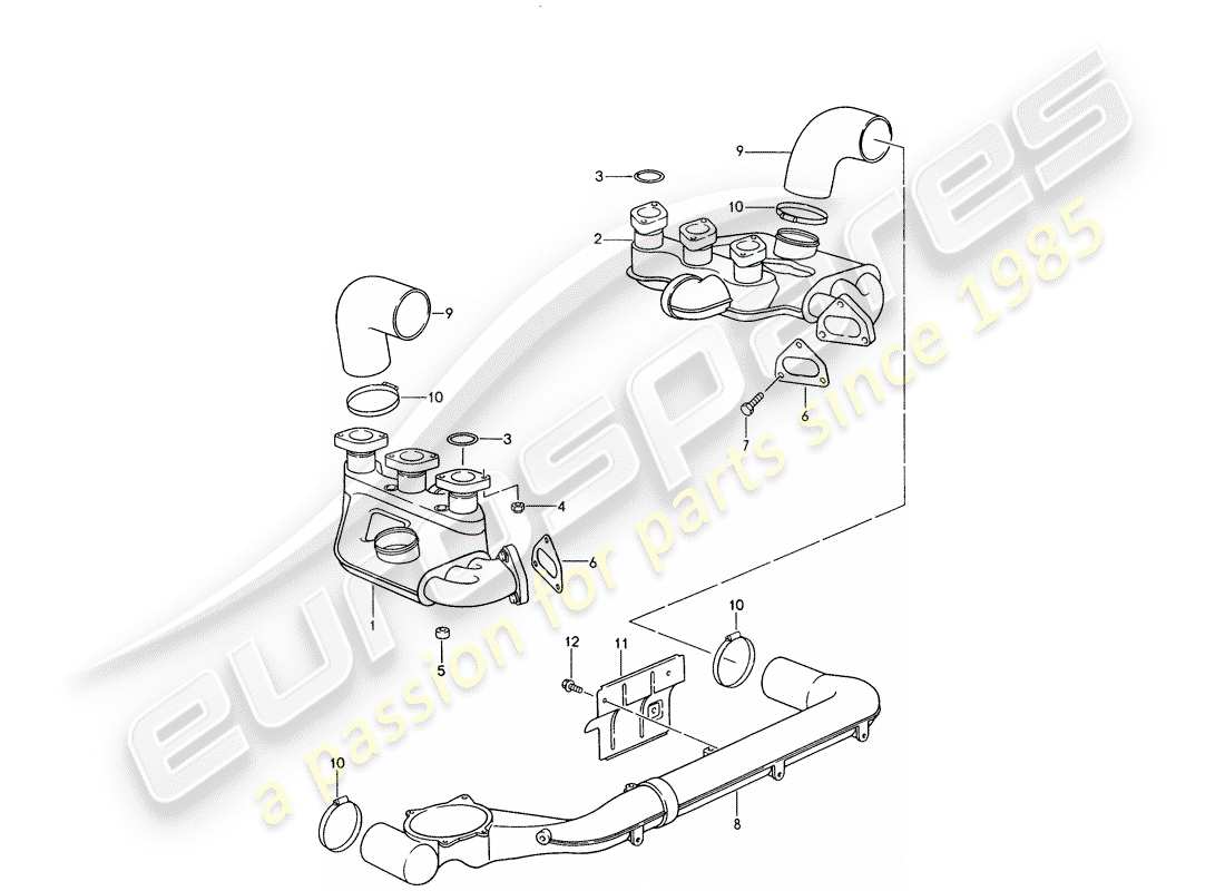 porsche 1998 (993) système d'échappement - noyau de chauffage - voir informations techniques - groupe 2 - nr. 2/ 98 diagramme de pièce