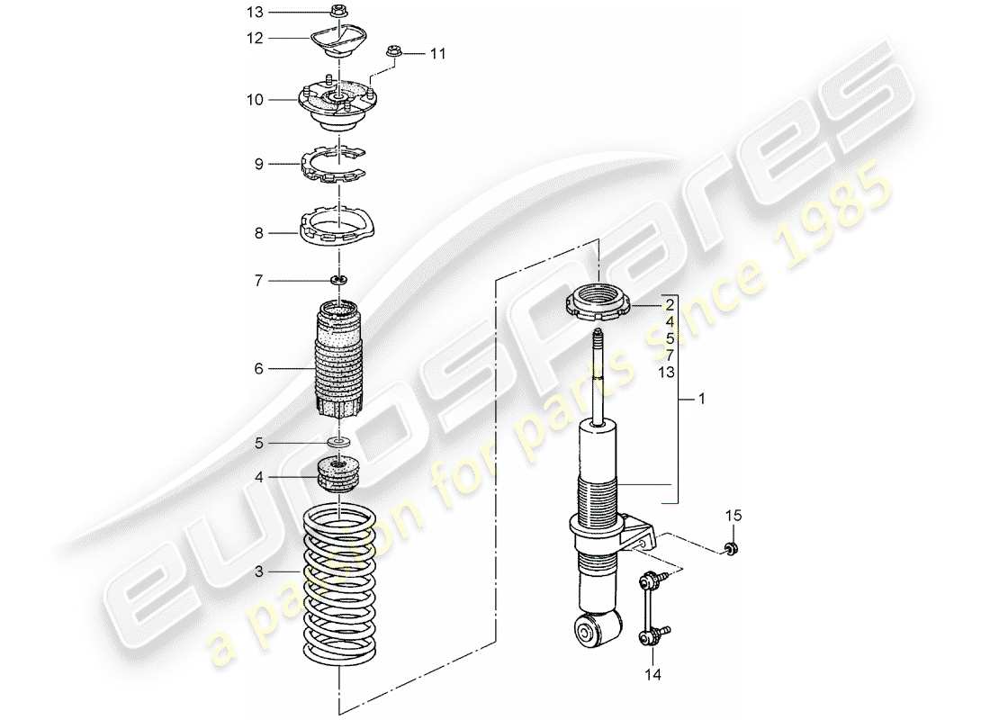 porsche 1998 (993) amortisseur - ressort hélicoïdal - liaison de connexion - nouveau design - voir informations techniques - groupe 4 - nr. 145/15 – nr. 7/16 - modification - accessoires - attention schéma des pièces