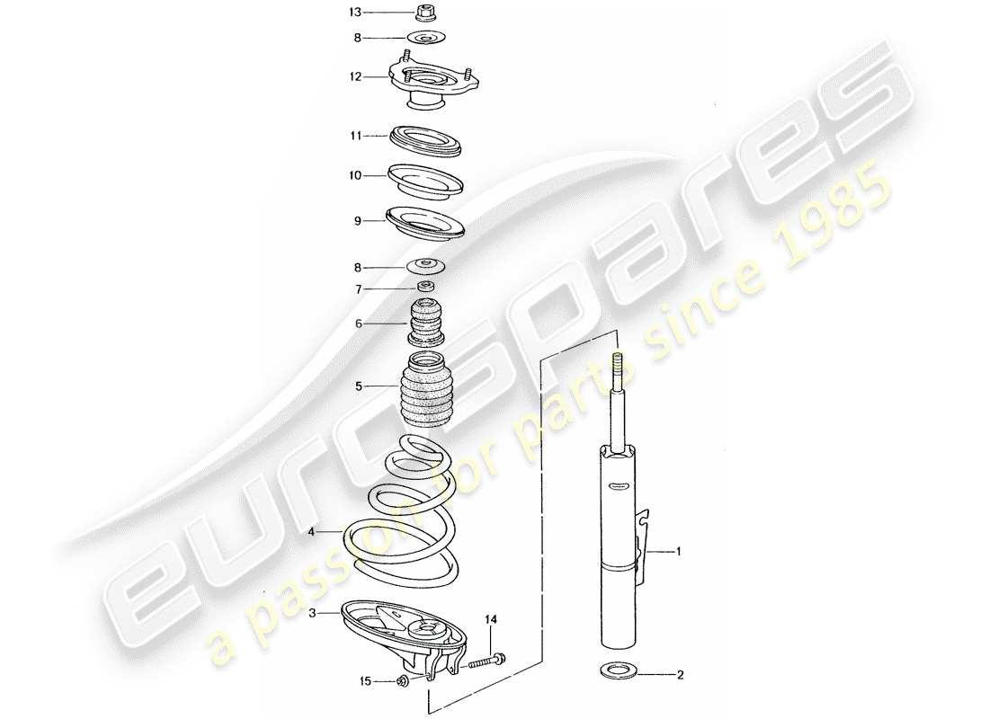 porsche 996 t/gt2 (2003) suspension - amortisseur amortisseur schéma des pièces
