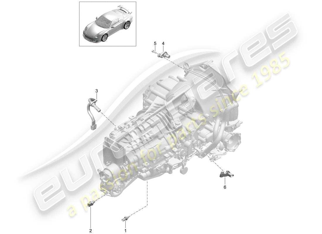 porsche 2020 (991-2 r/gt3/rs) boîte de vitesses manuelle schéma des pièces