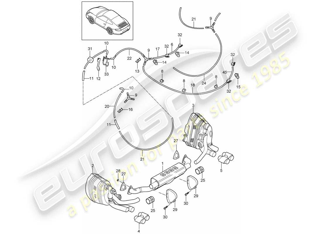 porsche 2012 (997-2) système d'échappement schéma des pièces