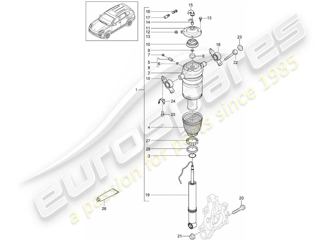 porsche 2013 (cayenne e2 92a) suspension schéma des pièces