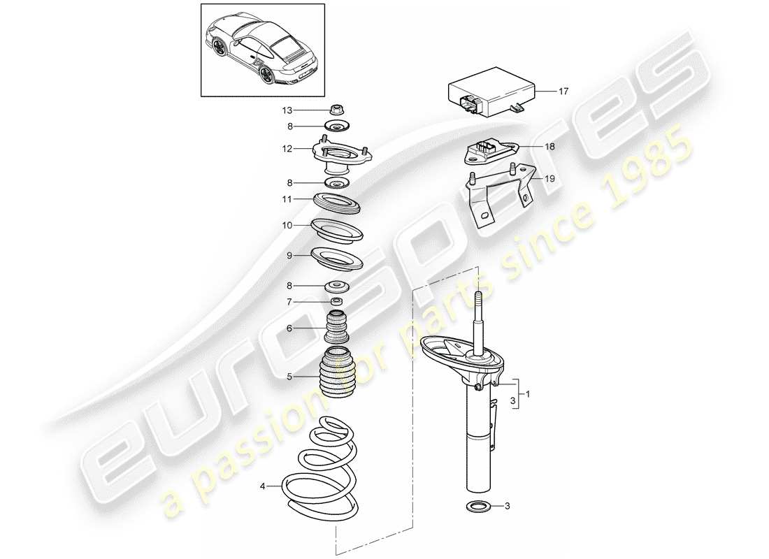 porsche 2012 (997-2 turbo / gt2 rs) schéma des pièces de suspension