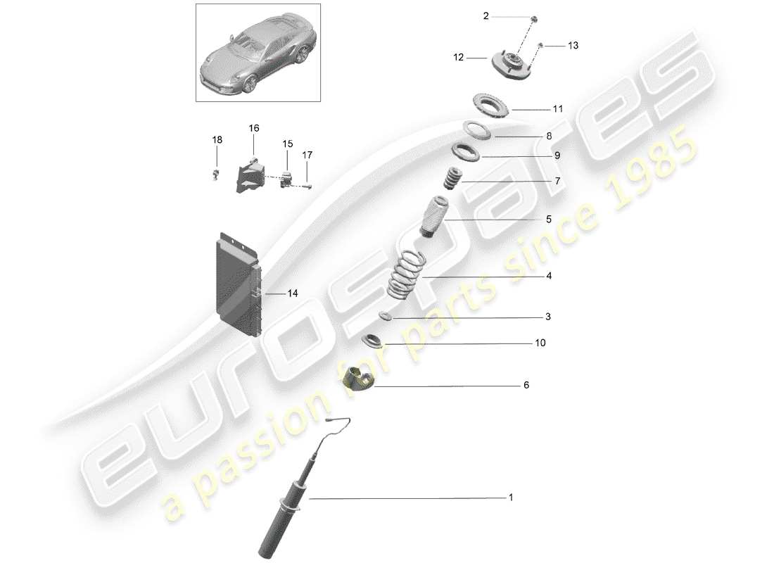 porsche 991 turbo (2020) suspension schéma des pièces