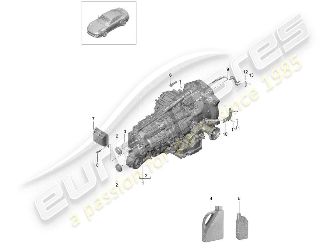 porsche 2020 (991-2 turbo) -pdk-diagramme des pièces