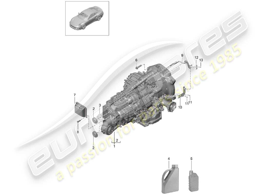 porsche 991 turbo (2020) -pdk-diagramme des pièces