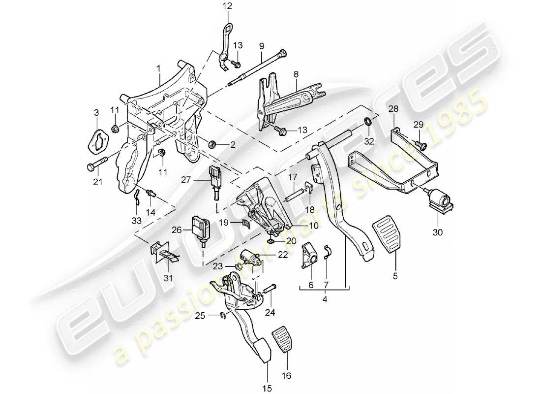 porsche 2003 (cayenne e1 9pa) frein et acc. assemblage de la pédale schéma des pièces