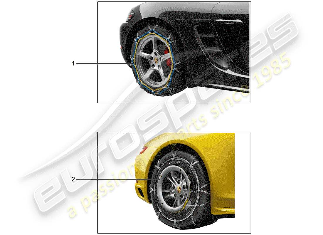 porsche 2016 (tequipment 98x/99x) chaînes à neige schéma des pièces