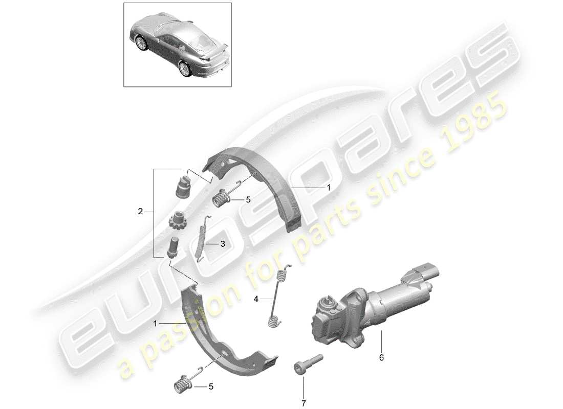 porsche 2015 (991-1 r/gt3/rs) frein de stationnement schéma des pièces