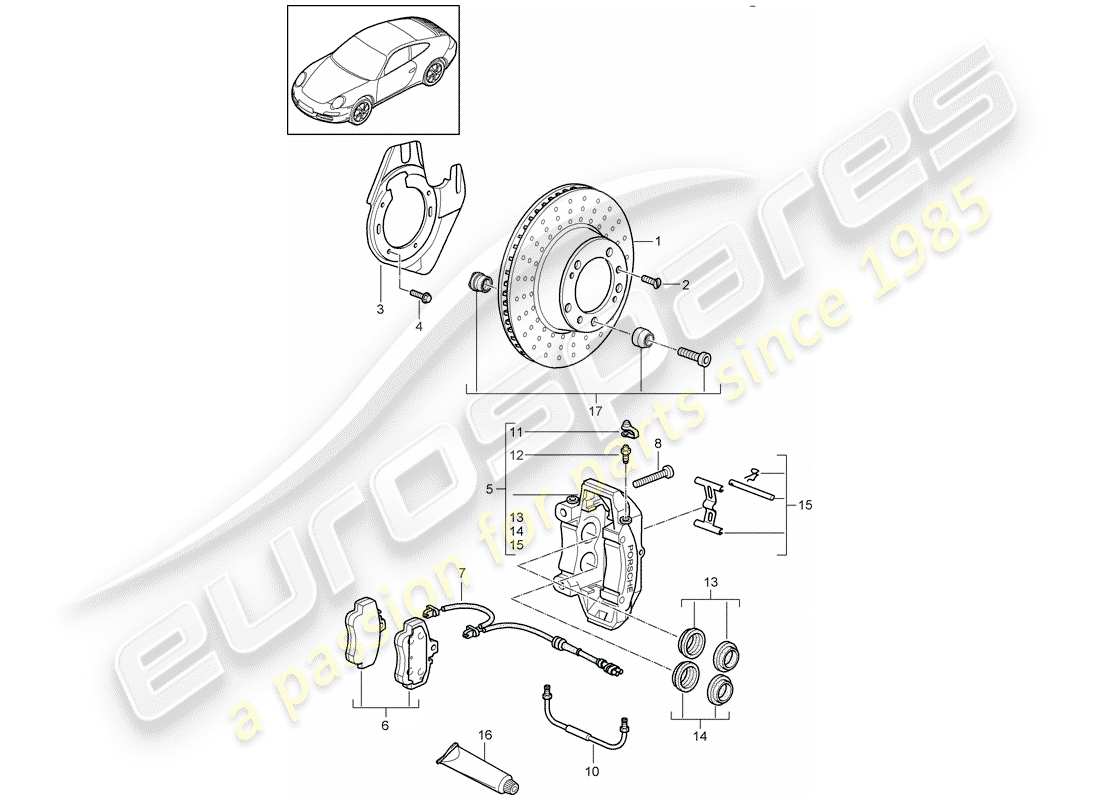 porsche 2010 (997-2) freins à disque schéma des pièces