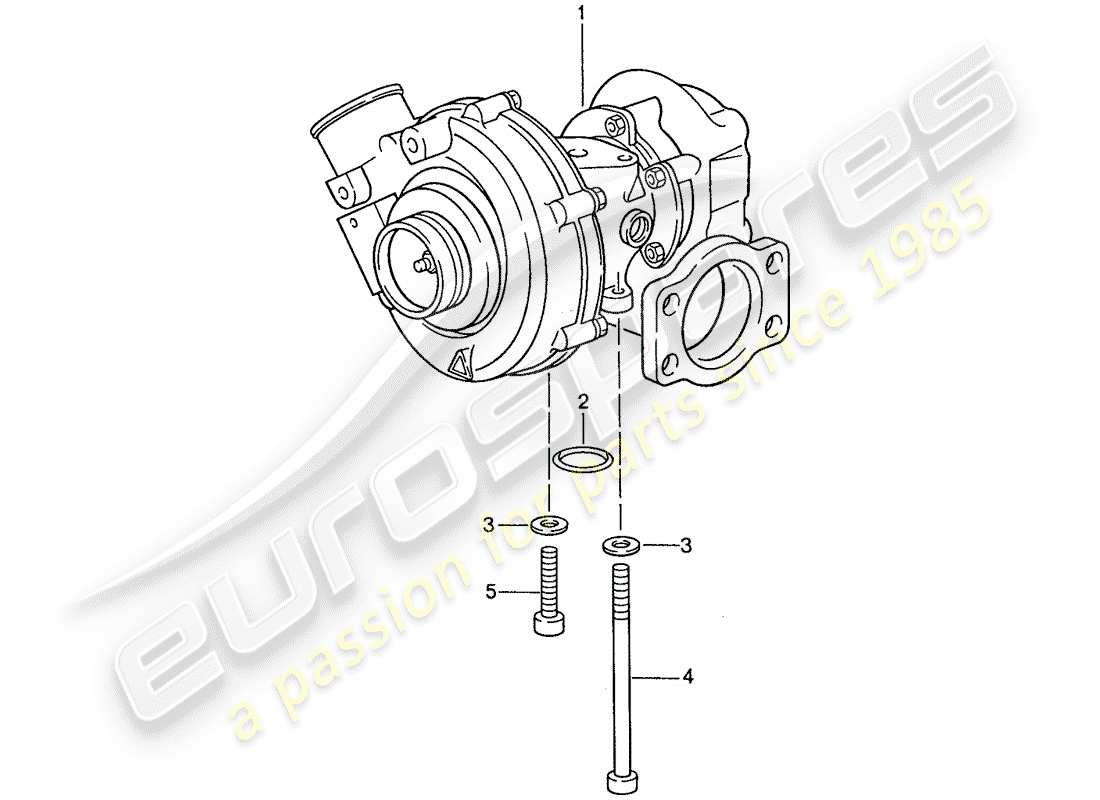 porsche 1990 (944) turbocompresseur de gaz d'échappement schéma des pièces