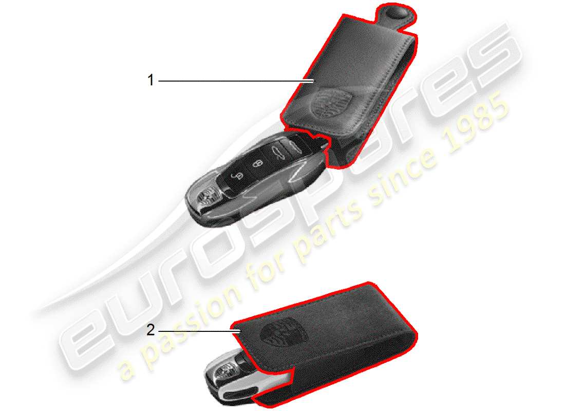porsche 2014 (tequipment 98x/99x) schlüssel-etui schéma des pièces