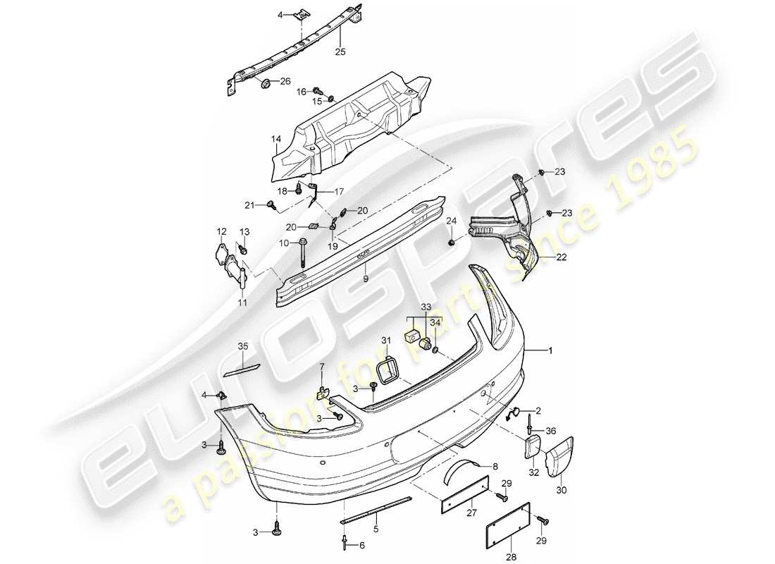 porsche 2006 (987 boxster) schéma des pièces du pare-choc