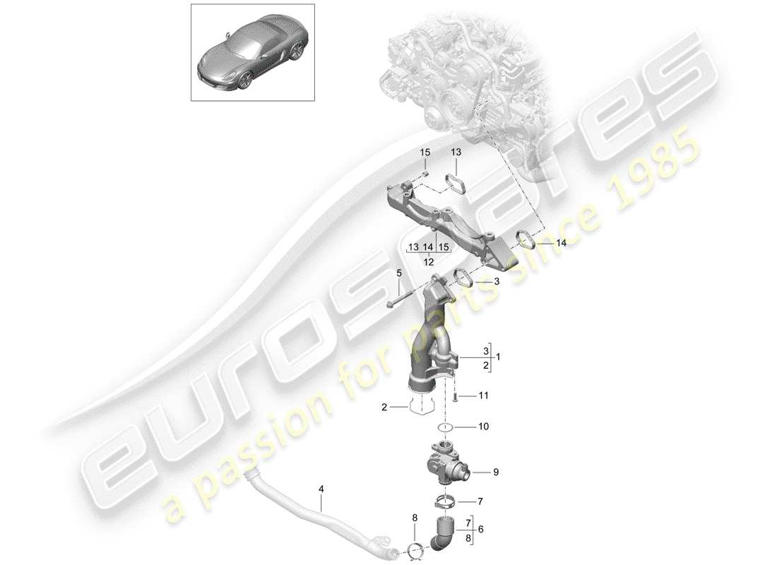 porsche 2012 (981 boxster) schéma des pièces du sous-châssis