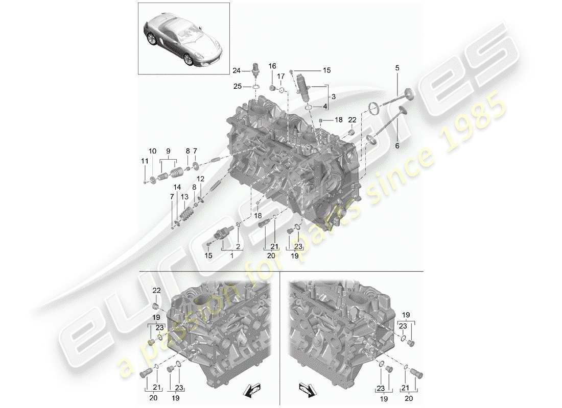 porsche 2012 (981 boxster) culasse schéma des pièces