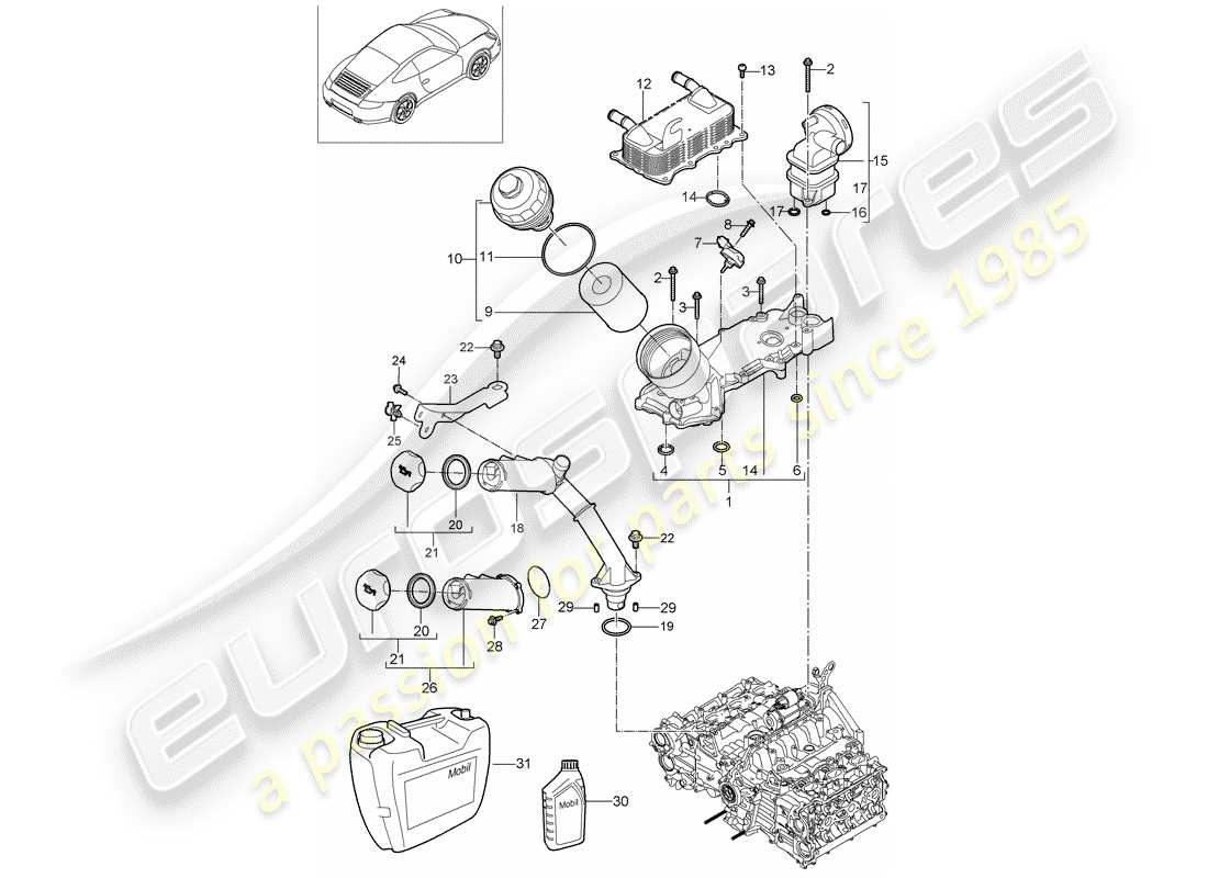 porsche 2011 (997-2) lubrification du moteur schéma des pièces