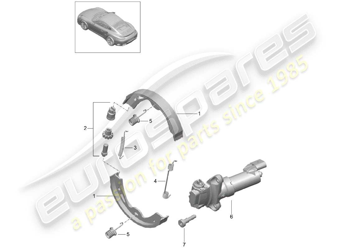 porsche 2014 (991-1 turbo) frein de stationnement schéma des pièces