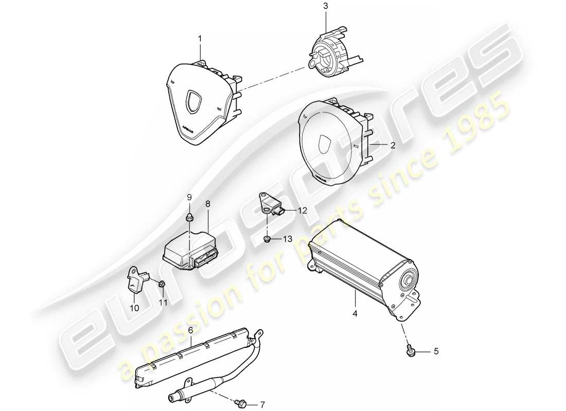 porsche 2005 (987 boxster) schéma des pièces de l'airbag