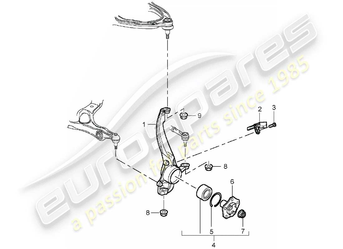 porsche 2004 (cayenne e1 9pa) roulement de pivot schéma des pièces