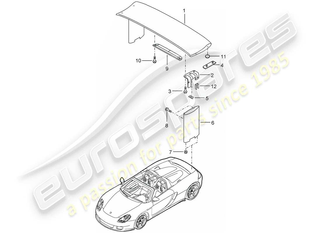 porsche 2005 (carrera gt) spoiler arrière schéma des pièces