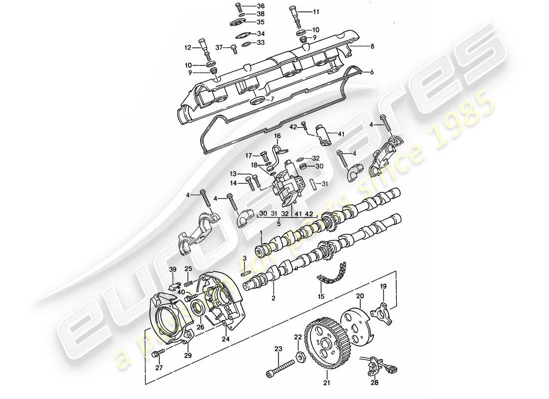 porsche 1994 (968) arbre à cames schéma des pièces