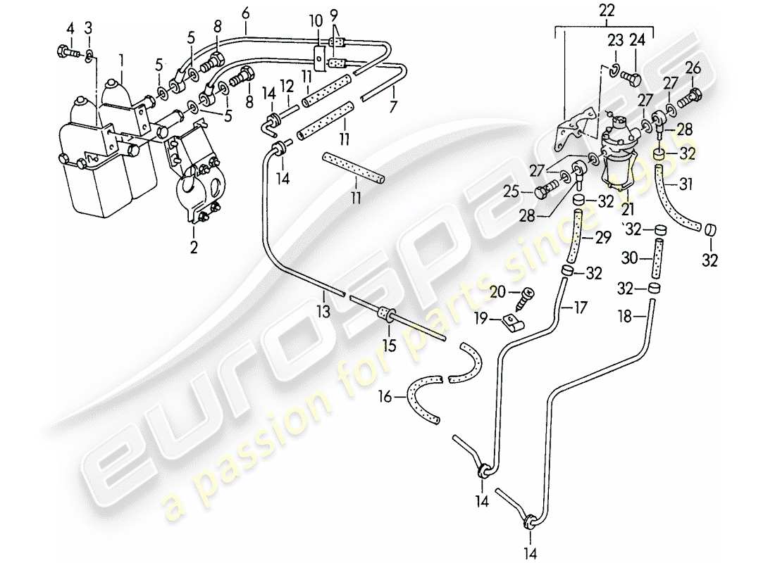 porsche 1954 (356/356a) pompe à carburant - -autopulse 500- - électrique - avec : - conduite de carburant schéma des pièces