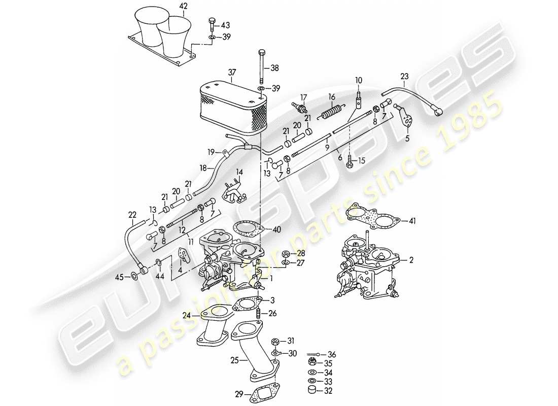 porsche 1959 (356/356a) carburateur - solex 40 p ii - solex 40 p ii-4 - et - conduite d'alimentation en carburant - m 90 501 >> 91 000 schéma des pièces