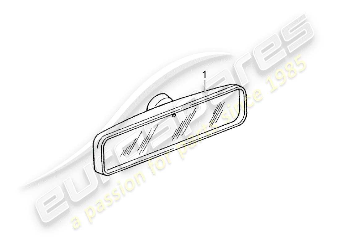 porsche 1990 (accessories) schéma des pièces du rétroviseur intérieur