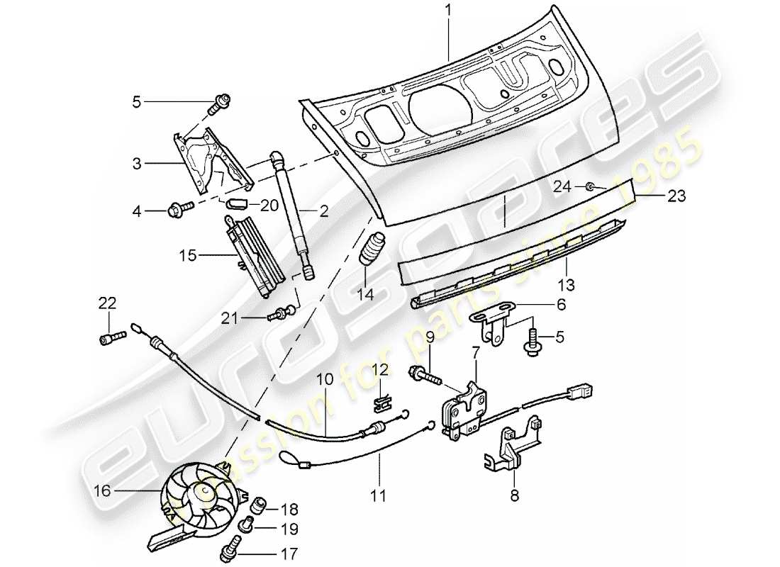 porsche 2004 (996) couverture diagramme de pièce