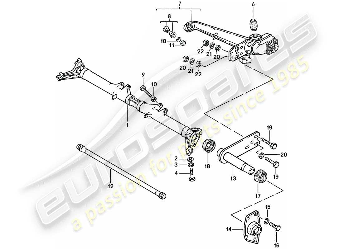 porsche 1979 (924) support d'essieu arrière - bras oscillant schéma des pièces