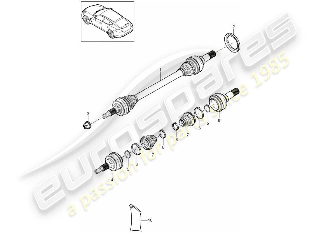 porsche 2014 (panamera 970) arbre de transmission schéma des pièces