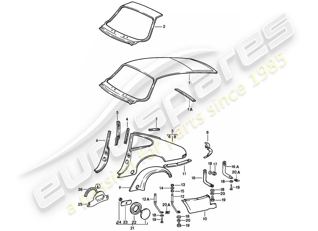 porsche 1986 (911) panneaux extérieurs - pour le montage, utilisez le matériel d'atelier - utilisez également : schéma des pièces