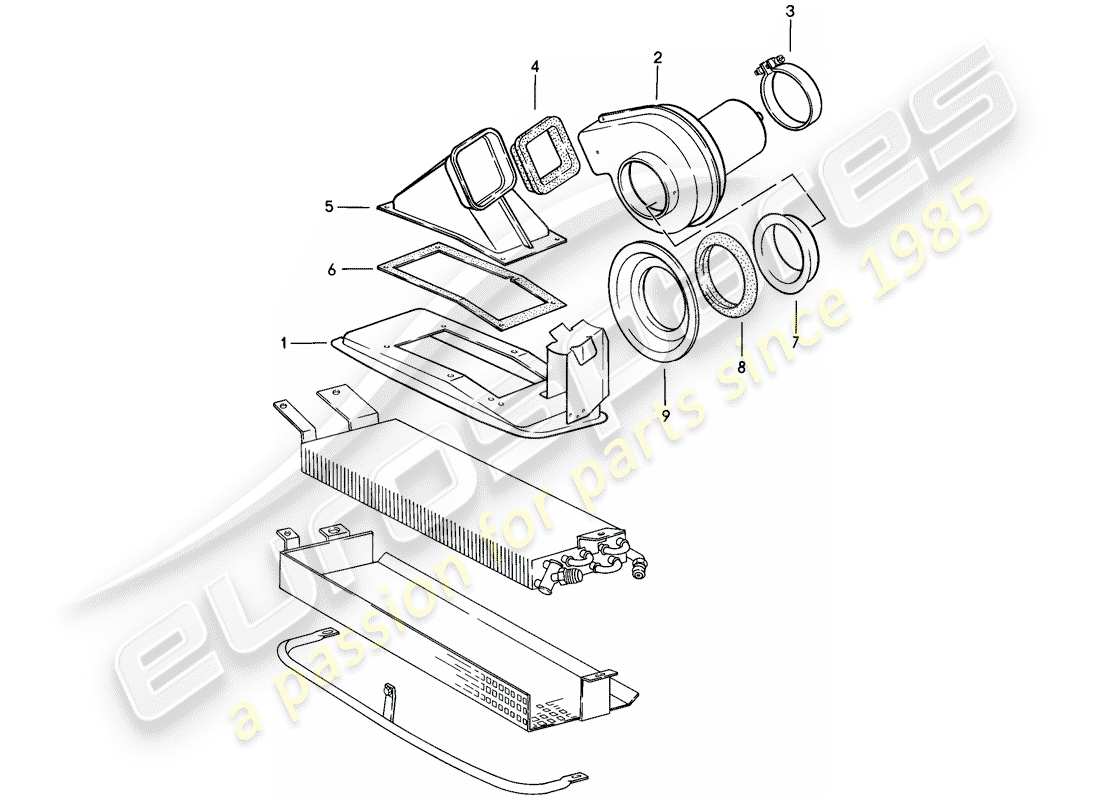 porsche 1986 (911) diagramme des pièces du ventilateur