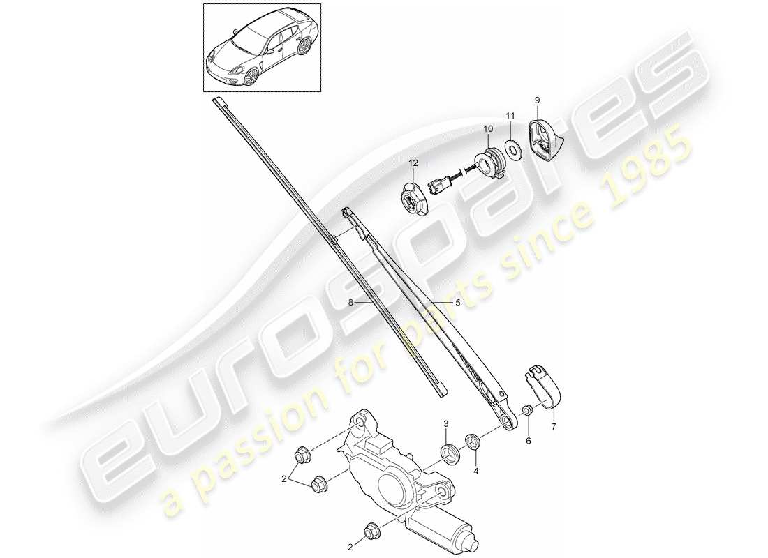 porsche 2011 (panamera 970) essuie-glace arrière schéma des pièces