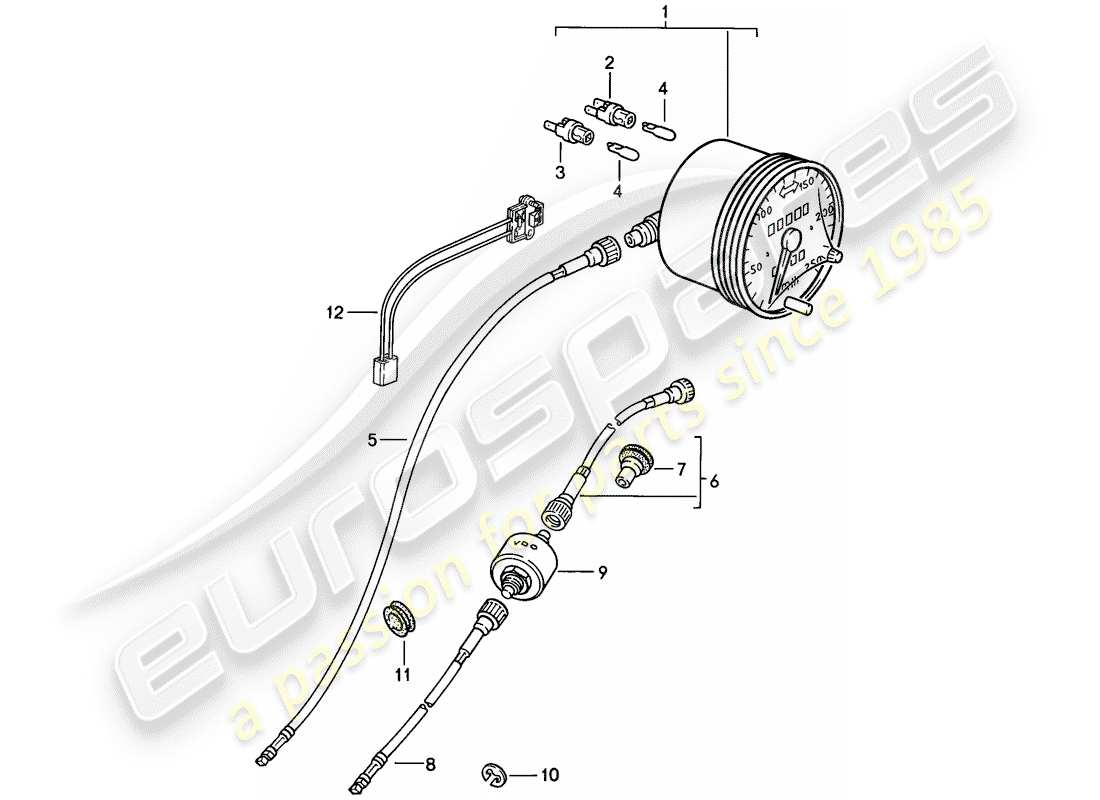 porsche 1982 (944) diagramme de pièce du compteur de vitesse