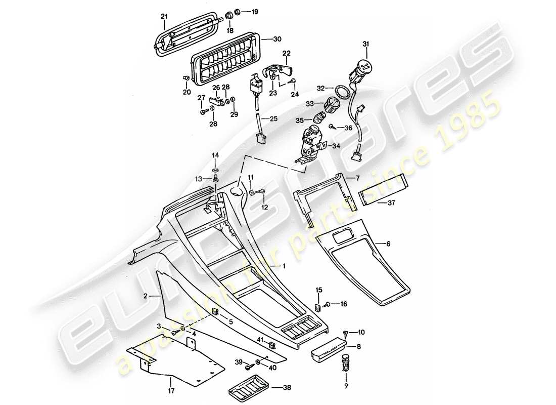 porsche 1994 (928) console centrale schéma des pièces